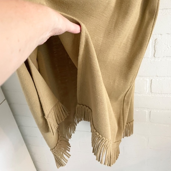 Vintage Knit Maxi skirt Fringe Tan Native Country Boho Western Nina Leonard L - Picture 8 of 12